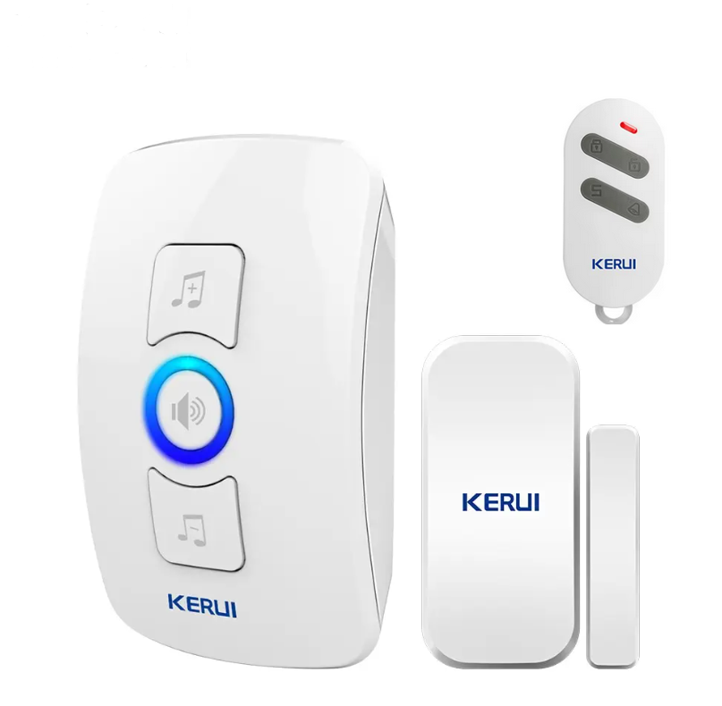 Бездротовий водонепроникний дверний дзвінок KERUI M525 Чорний (комплект сирена, датчик відкриття, пульт ДК), фото 1