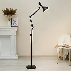 Торшер металевий 190см з регульованим плафоном на струбцині під лампу Е27 чорний/золото 223293 BK