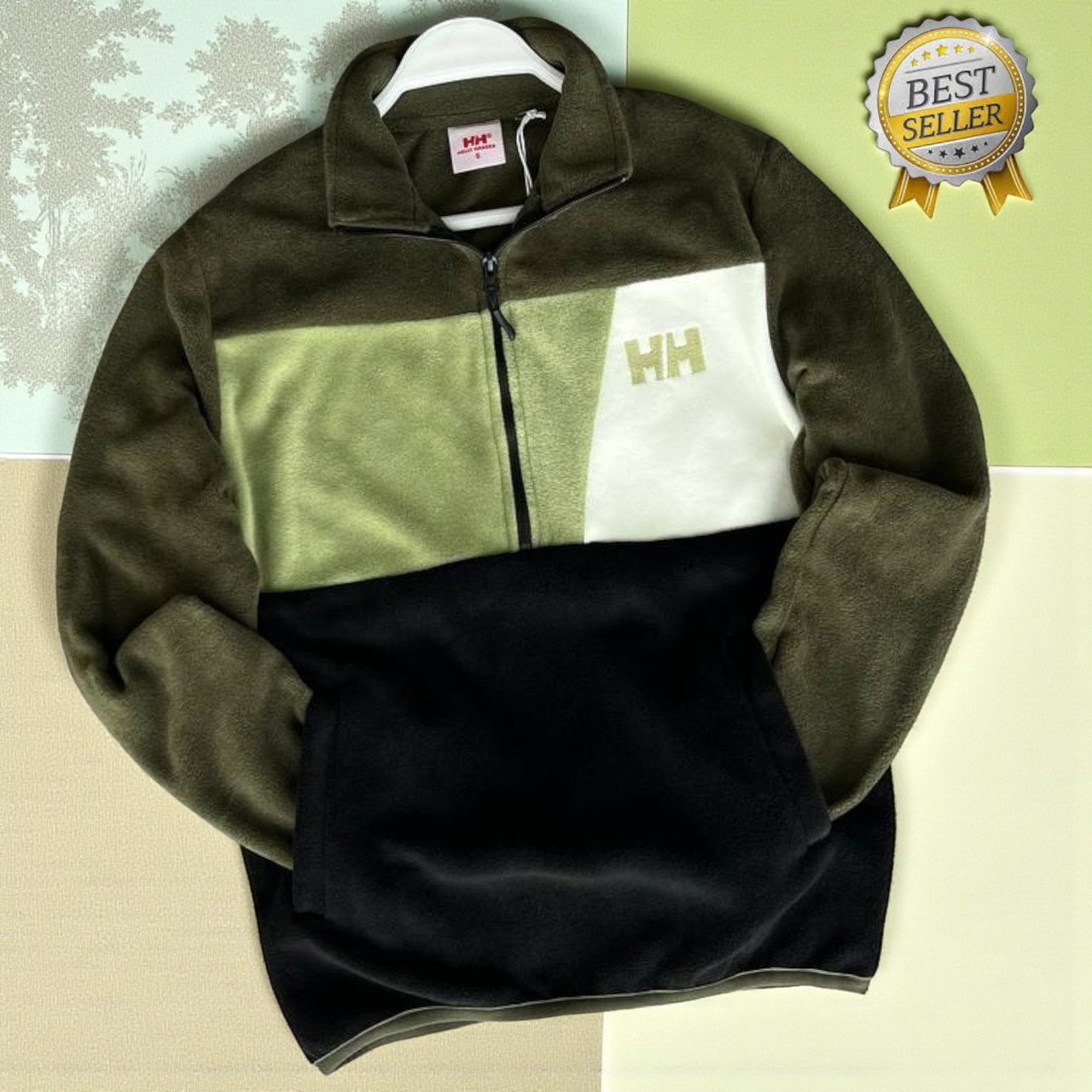 Фліска на блискавці без капюшона Хеллі Хансен Чоловіча флісова кофта Helly Hansen олива теплі кофти підліткові, фото 1
