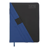 Щоденник датований 2026 Buromax Triumph А5 лінія 336 сторінок, штучна шкіра/поролон, синій