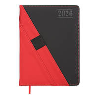 Щоденник датований 2026 Buromax Triumph A5 лінія 336 сторінок, штучна шкіра/поролон, червоний
