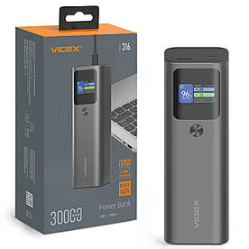 Повербанк VIDEX VPB-316 30000mAh 162W з TFT-дисплеєм, PD140W та надшвидкою зарядкою