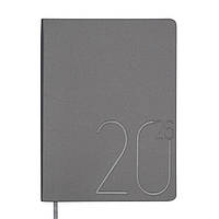 Щоденник датований 2026 Buromax Steel А5 лінія 336 сторінок, штучна шкіра, срібло