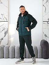 Чоловічий спортивний костюм на флісі зелений великого розміру Розміри: 48.50. 52. 54. 56. 58., фото 2