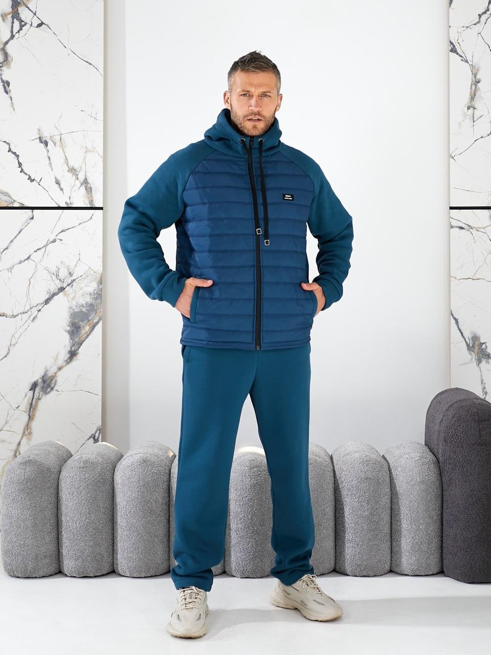 Чоловічий спортивний костюм на флісі морська хвиля великого розміру Розміри: 48.50. 52. 54. 56. 58.