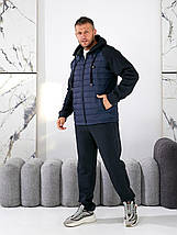 Чоловічий спортивний костюм на флісі синій великого розміру Розміри: 48.50. 52. 54. 56. 58., фото 2