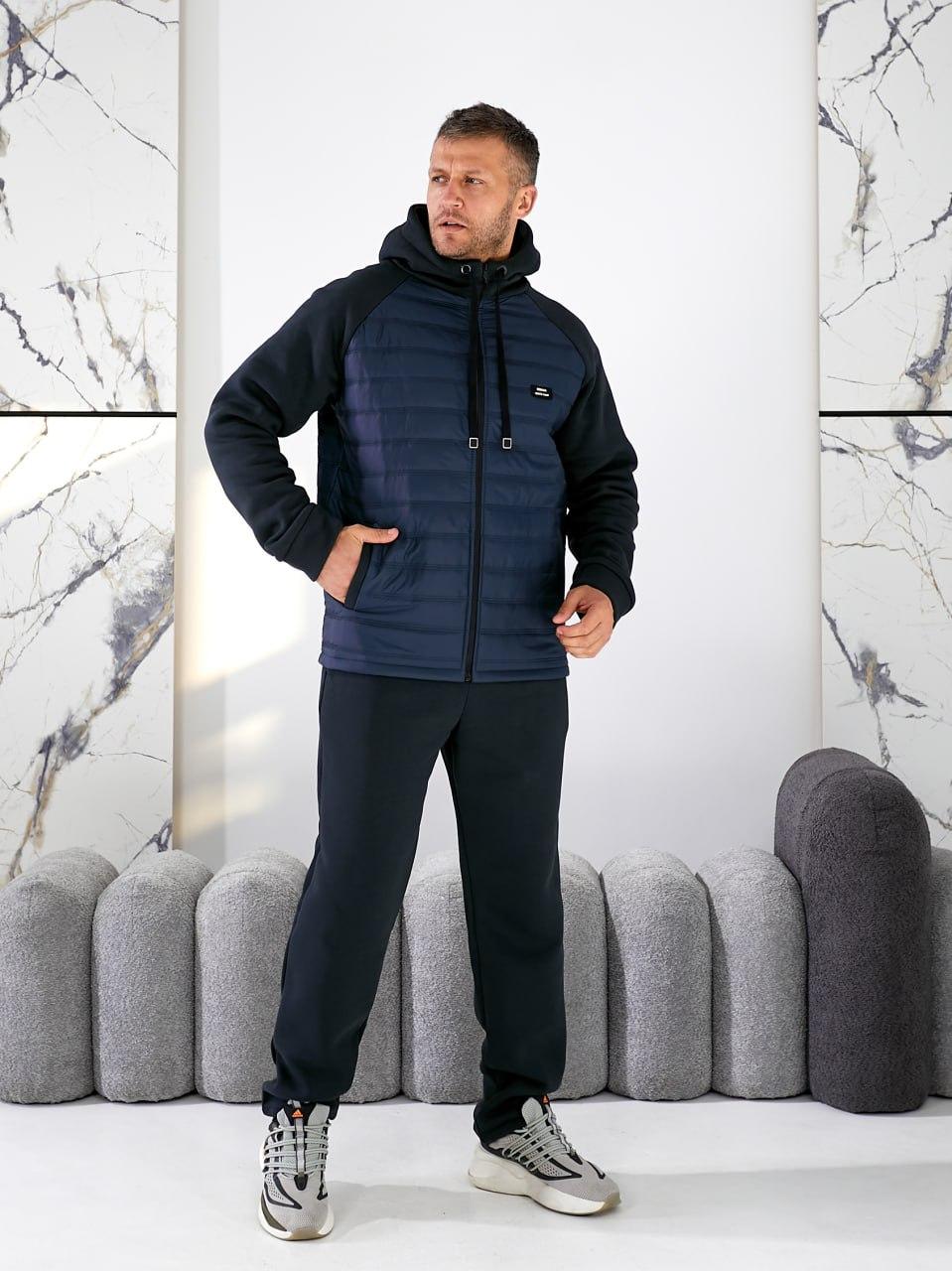 Чоловічий спортивний костюм на флісі синій великого розміру Розміри: 48.50. 52. 54. 56. 58.