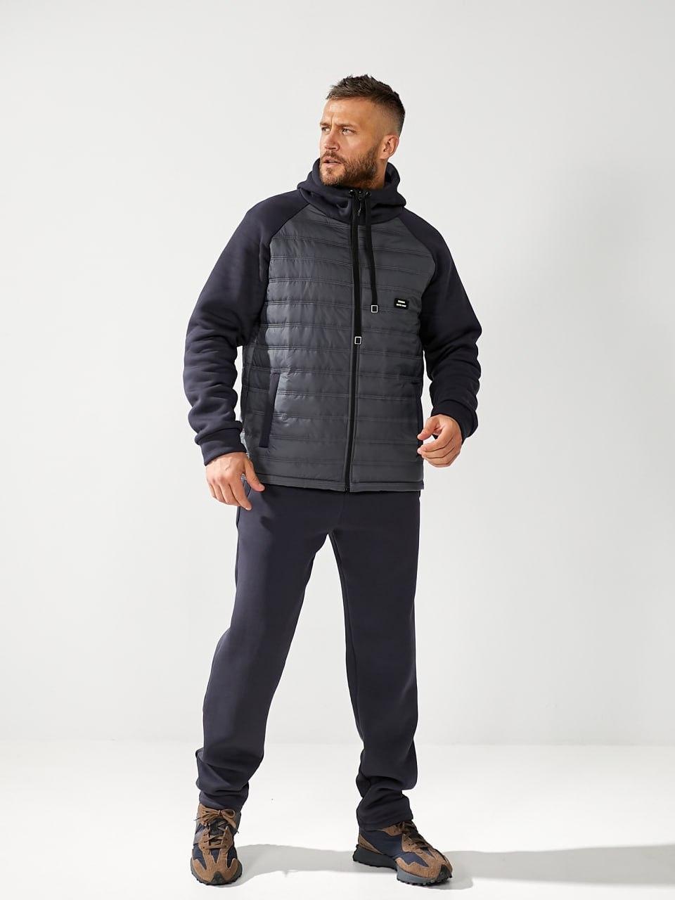 Чоловічий спортивний костюм на флісі графіт великого розміру Розміри: 48.50. 52. 54. 56. 58.