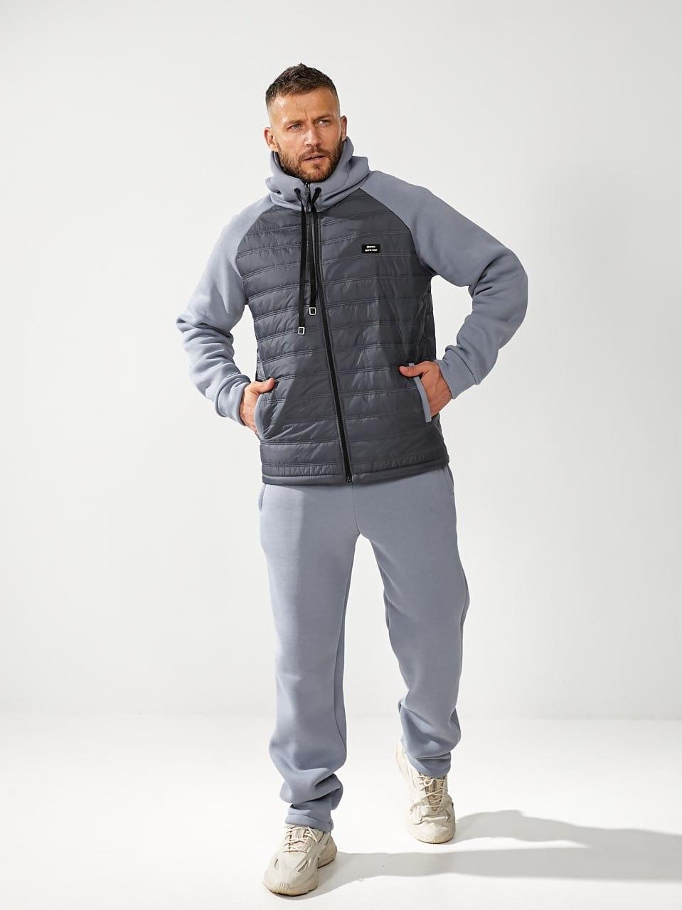 Чоловічий спортивний костюм на флісі сірий великого розміру Розміри: 48.50. 52. 54. 56. 58.