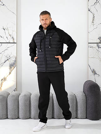 Чоловічий спортивний костюм на флісі чорний великого розміру Розміри: 48.50. 52. 54. 56. 58., фото 1