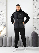 Чоловічий спортивний костюм на флісі чорний великого розміру Розміри: 48.50. 52. 54. 56. 58., фото 2