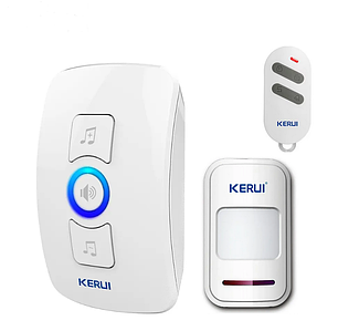 Бездротовий водонепроникний дверний дзвінок KERUI M525 Чорний (комплект сирена, датчик руху, пульт ДК)