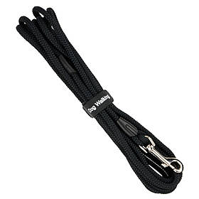 Повідець для собак шнур Dog Walking 7 мм 5 м з карабіном р. S чорний / Повідець для собаки