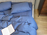 Постільна білизна Синій GS199, ранфорс гофра (жатка) Сімейний розмір, наволочки 70/70