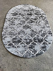 Килим сірий овальний 2x4 Туреччина рельєфний