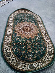 Килим зелений високоплотний 0.80x1.50 Туреччина овальний (мільйонник)