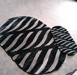 Килим овальний високоворсний 2x3 Туреччина чорний з сірим