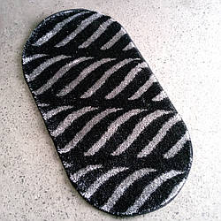 Килим овальний високоворсний 0.8х1.5 Туреччина чорний з сірим