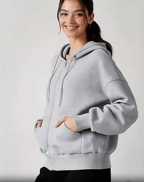 Тепла кофта худі жіноча для дівчинки сіра