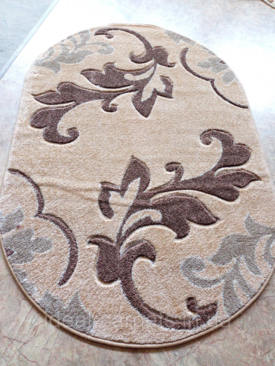 Килим бежевий овальний 1х1.5 Туреччина рельєфний, фото 1