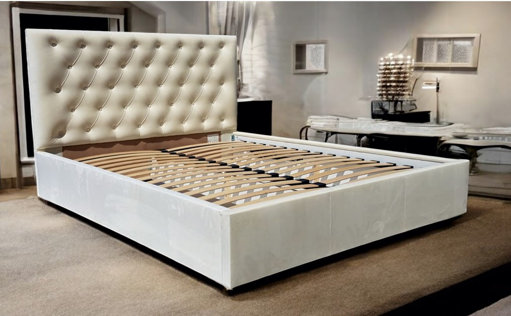 Двоспальне м'яке ліжко Аврора ламелі, спальне місце 1.4х2.0, фото 1