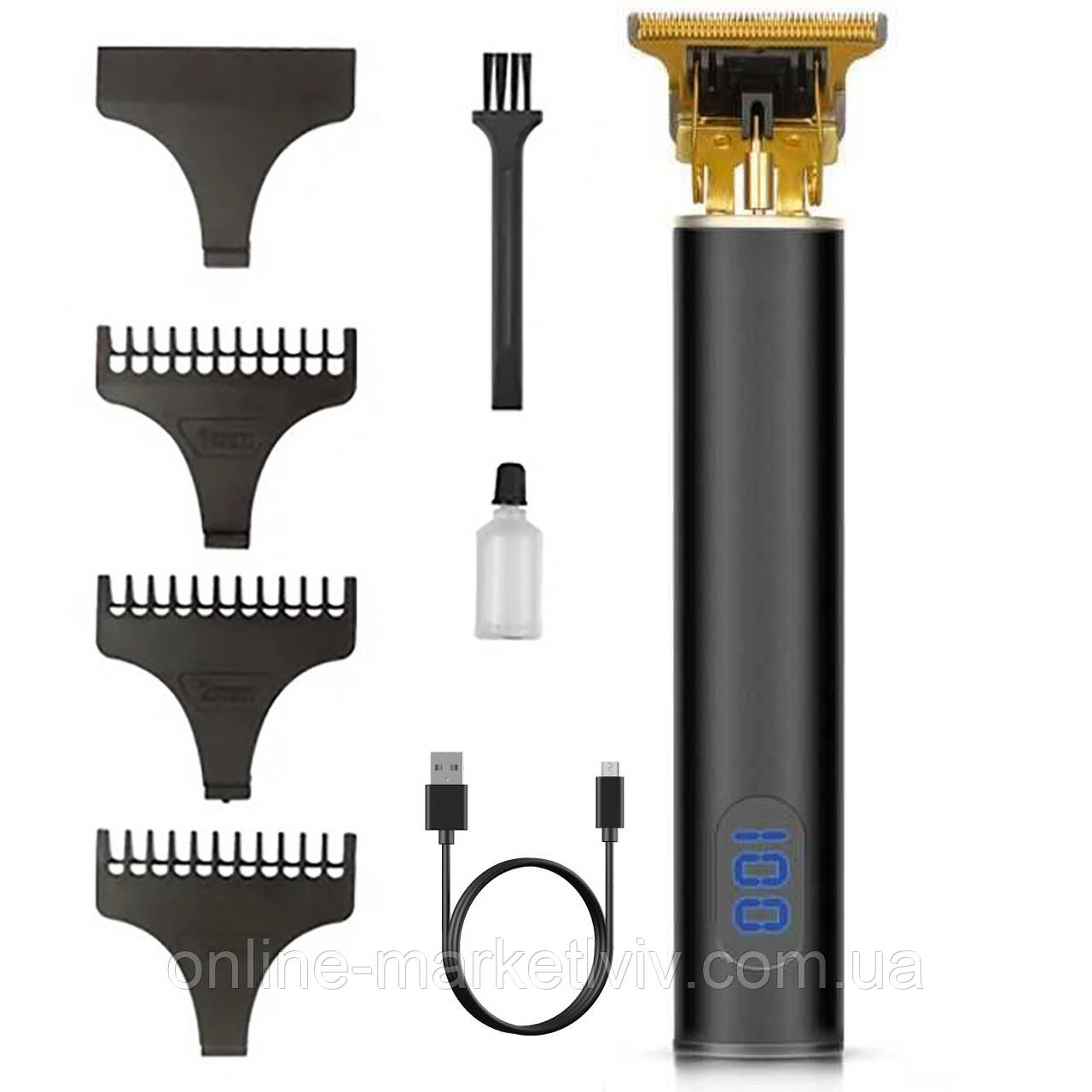 Акумуляторна машинка для стрижки волосся + 3 насадки, MS 437 / Тример для стрижки / Чоловічий тример для бороди, фото 1