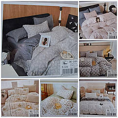 Постільна білизна фланелева, двоспальна, простирадло на резинці Асорті(ПБ78)