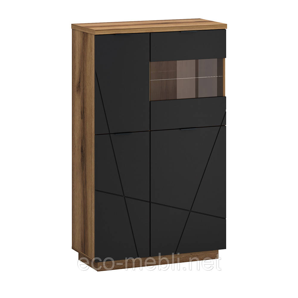 Вітрина низька  Orient C  для вітальні делано темний/чорний софттач, фото 1