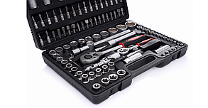 Набір торцевих ключів для автомобіля і дому з тріскачкою EC303 Kraft&Dele  108 предм у футлярі