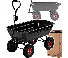 Садовий візок самоскидний Kraft&Dele KD3127  вантажопідйомність 300  кг чорний 75 л  для саду городу та  будівельних робіт