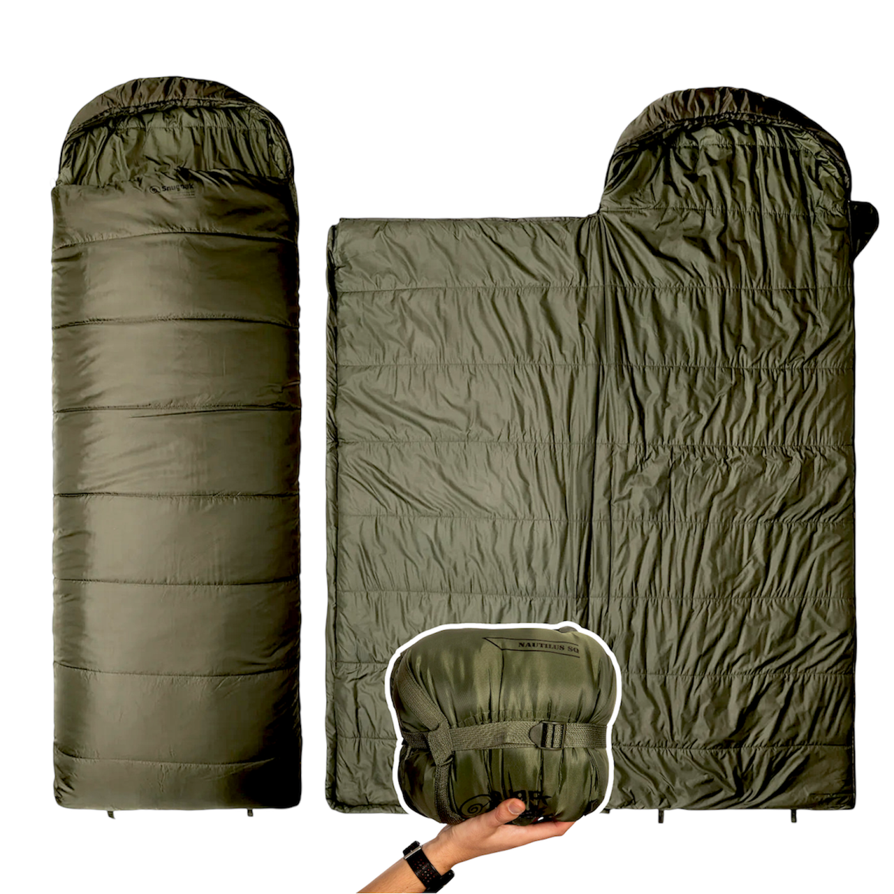 Спальний мішок легкий Snugpak Nautilus до -2°С, 220/80 см олива LZ, фото 1
