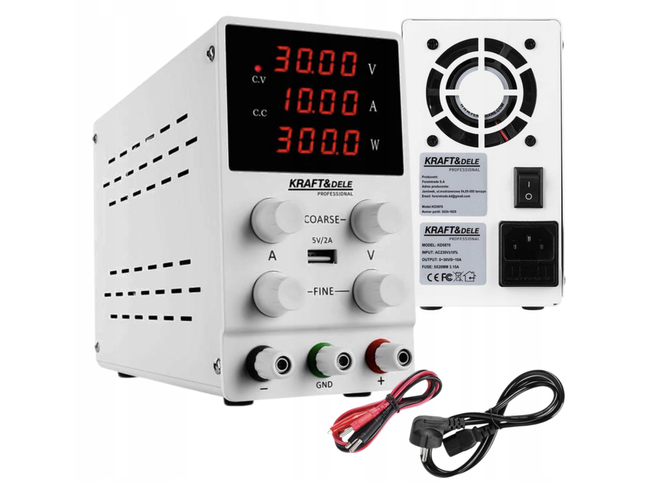 Лабораторний блок живлення Kraft&Dele KD5870 регульований 0–30 В 0–10 А  прецизійне джерело живлення