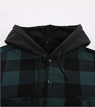 Чоловіча зимова куртка-сорочка з капюшоном у клітинку Green, фото 4