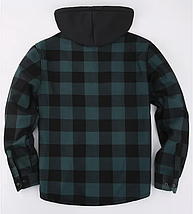 Чоловіча зимова куртка-сорочка з капюшоном у клітинку Green, фото 2