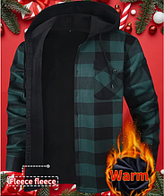 ​​​​​​​Чоловіча зимова куртка-сорочка з капюшоном у клітинку Green