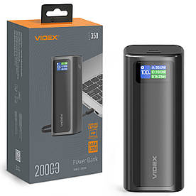 Повербанк VIDEX VPB-350 20000mAh 130W з TFT-дисплеєм, PD100W та надшвидкою зарядкою