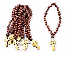 Дерев'яні чотки з хрестом разные цвета