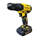 Акумуляторний шуруповерт-дриль Li-Ion 21 В 2х2 Ач Zegor CDP-21 акумуляторний шуруповерт з металевим патроном, фото 2