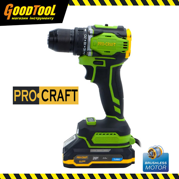 Акумуляторний шуруповерт Procraft PA18Pro (з 1 АКБ 2Аг), фото 1