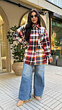 Тепла вільна жіноча сорочка в червону карту з флісу батал, фото 2