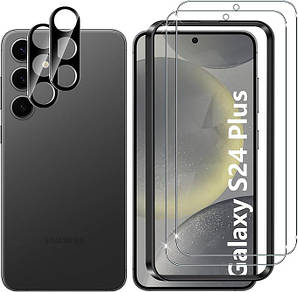 Lutree - Захисне скло для Samsung Galaxy S24/S24 Plus 5G – 2 шт. + 2 захисних скла для камери, твердість 9H