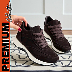 Кросівки черевики Жіночі демісезонні осінні на байці шкіряні замшеві чорні коричневі