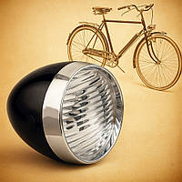 Передня велосипедна ретро фара, фара в ретро стилі, чорна