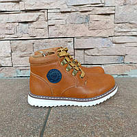 Черевики дитячі гірчичні на білій підошві ДШ