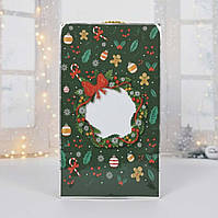 Упаковка новорічна для цукерок та подарунків розмір 25х40 №25 "Різдвяний вінок" 100 шт/уп. новорічна упаковка
