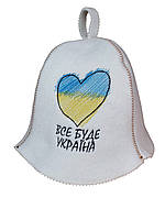 Банна шапка Luxyart "Все буде Україна" штучне хутро білий (LС-63)