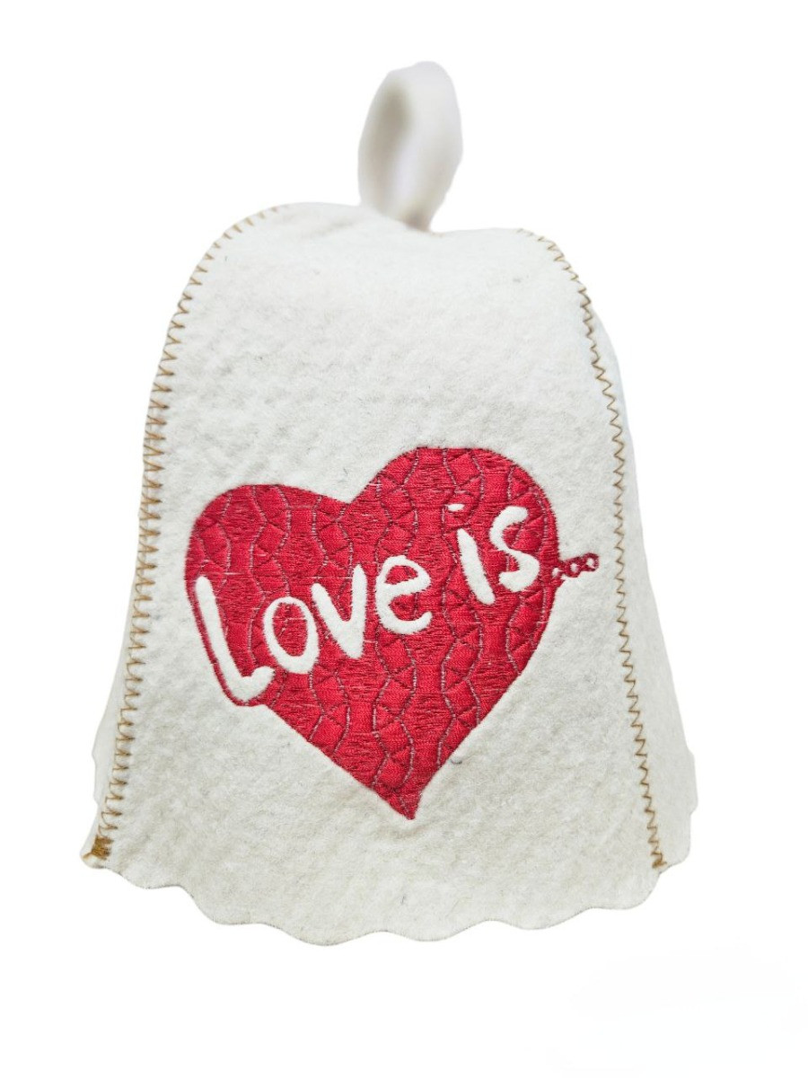 Банна шапка Luxyart "Love is" натуральна повсть біла (LA-866), фото 1