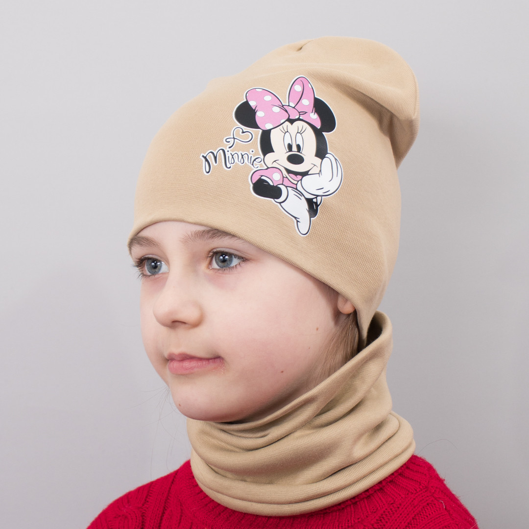 Дитяча шапка з хомутом КАНТА "Minnie" розмір 48-52 беж (OC-845), фото 1