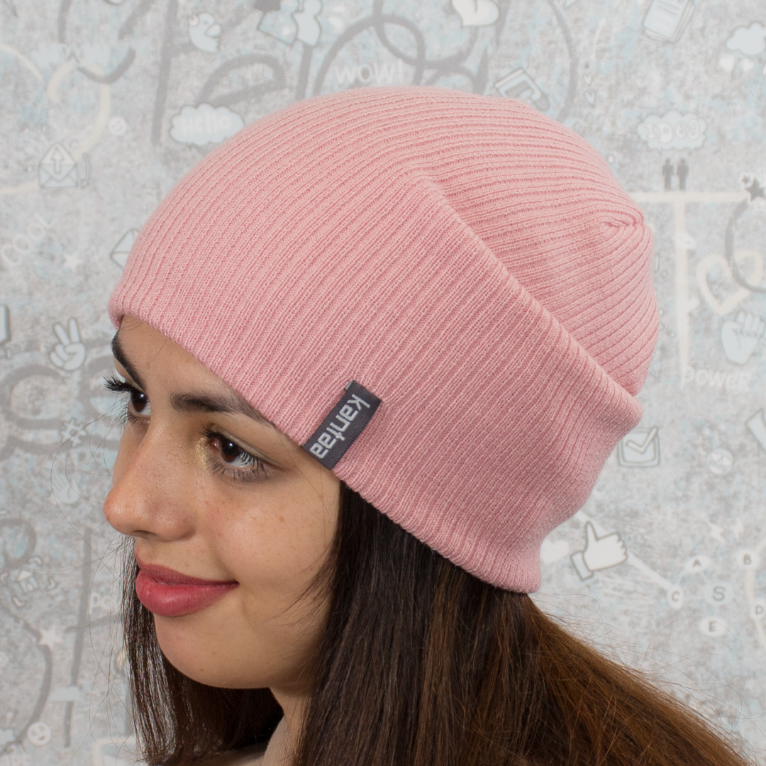 В'язана шапка КАНТА розмір універсальний 50-60 пудра (OC-480), фото 1