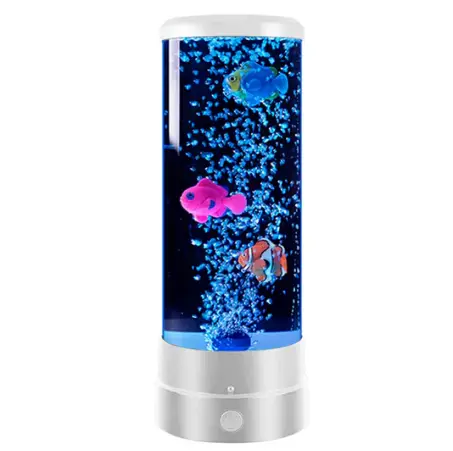Нічник із плавальними рибками у воді, 7 підсвітками від мережі FASCINATING MINI BUBBLE LAMP - фото 1 - id-p2775987922